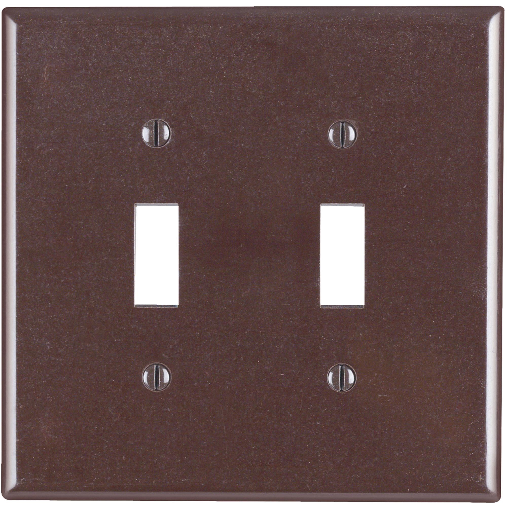 W10584-ESN Satin Nickel and Espresso Wood Insert Double Switch Cover Plate 