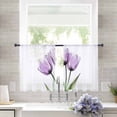 thumbnail image 2 of Purple Tulip Sheer Curtains 54 Inches Length 2 Panels Set, Window Sheer Curtains for Living Room/Bedroom, Modern Blossom Pastel White Floral Petal Light Filtering Rod Pocket Curtain 52'' x 54'' x 2, 2 of 7