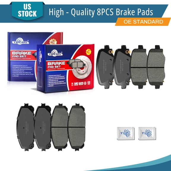 YXPCARS Front Rear Ceramic Brake Pads (D1734, D1843), Brake Pads Set for 2014 - 2023 Jeep Cherokee 2.0L 2.4L 3.2L