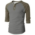 thumbnail image 5 of UVEASISHA Fashion Henley Shirts for Men Raglan 3/4 Sleeve Baseball Tshirt Regular Fit Casual V Neck Button Up T-Shirts Fall Fashion Clothes Army Green L, 5 of 8