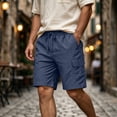 thumbnail image 2 of Hurxie Mens Casual Sweat Cargo Shorts Drawstring Elastic Waist Athletic Workout Gym Jogger Shorts with Pockets Dark Blue,XL, 2 of 7