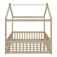 thumbnail image 6 of Bellemave Full Size House Floor Bed, Wooden Montessori Full Bed with Fence Railings and Support Slats, No Box Spring Needed (Natural), 6 of 7