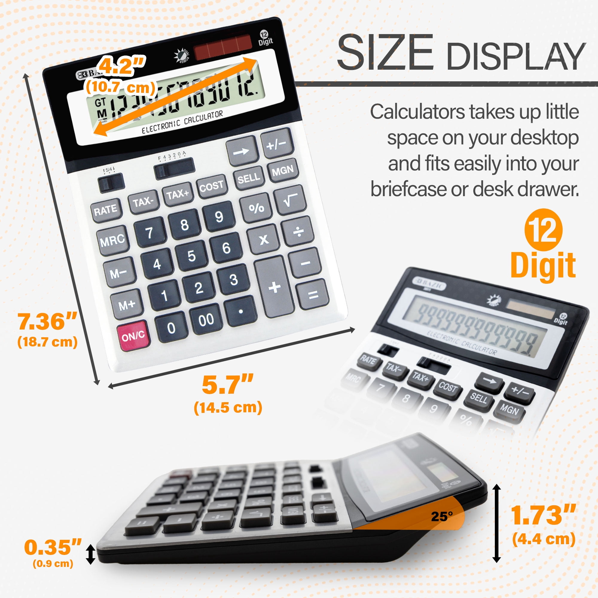 BAZIC Desktop Calculator 12-Digit Profit Calculation & Tax Functions, 1-Pack