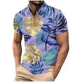 thumbnail image 2 of Zylanna Men's Hawaiian Shirts, Casual Turndown Collar Quickly Dry Short Sleeve Summer Beach Button Down Shirts Purple Size L, 2 of 5