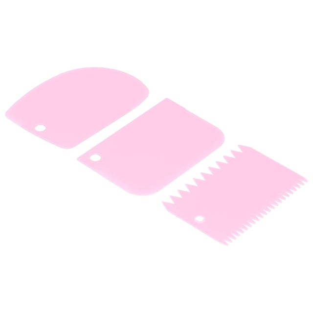 Cake Smoother, Cream Scraper Different Shapes High-quality Plastic Safe 3PCS/Set For Cakes For Dough Bread Pink
