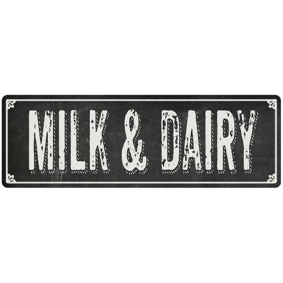 MILK & DAIRY Shabby Chic Black Chalkboard Metal Sign 6x18 Decor 206180050034