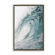 Stupell Industries Rolling Surf Waves Nautical & Beach Photography Brown Floater Framed Canvas Art Print Wall Art, 17 x 25