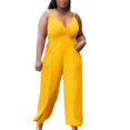 thumbnail image 1 of B91xZ Combinaisons Sans Manches Décontractées pour Femmes, Col Carré Sans Couture, Jaune 3TG, 1 of 3
