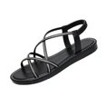 thumbnail image 2 of EKVAHL Sandals For Women Elastic Ankle Strap Flats Dressy Open Toe Sparkly Sandals Summer Beach Slides Shoses, 2 of 5