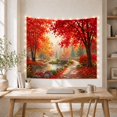 thumbnail image 5 of Autumn Woodland Pathway with Arch Bridge, Serene Rustic Scene for Nature Lovers, Forest Wall Art, Thanksgiving Gift, Tapestry Wall Hanging for Living Room and Bedroom, 5 of 7