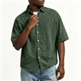thumbnail image 4 of Kalauyu 3/4 Short Sleeve Button Down Shirts for Men Turn Down Collared Sleeve Casual Loose Tops Soft Lightweight Vacation Fashion Shirts, 4 of 5