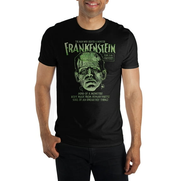 Frankenstein Classic Monsters Movie Mens Black Short Sleeve Shirt-Small