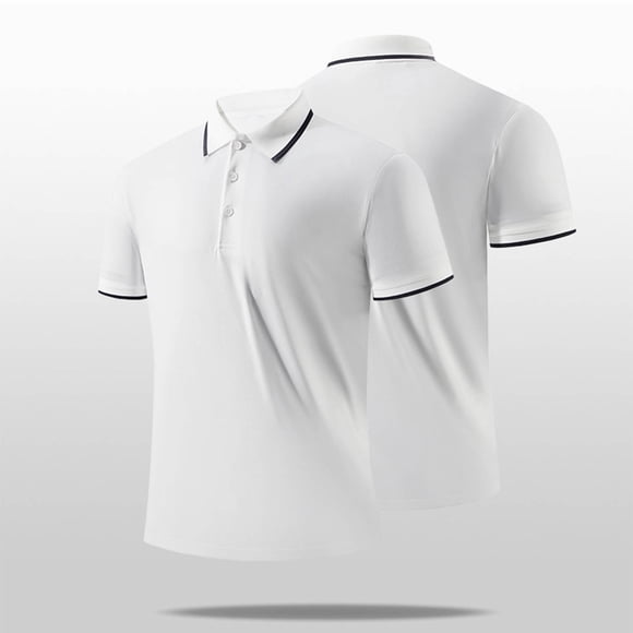 Adult Men's Polo T Shirts Short Sleeve Button Polo Tees Slim Fit White Mens Fashion Tops