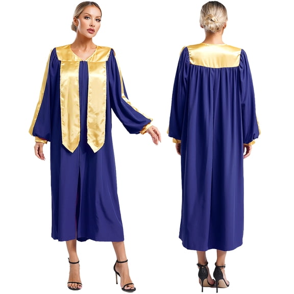 iiniim Women Church Choir Graduation Gown Long Sleeve Maxi Robe Robe Blue XL
