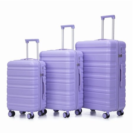 HIFINE TOURIST 20"/24"/28" 3 pcs/set in ABS Spinner Wheel Luggage, Carry on Suitcase, Matching Color, TSA Combination Lock (Blue+Purple)