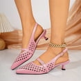 thumbnail image 6 of Kitten Heels for Women Pointed Toe Pumps Low Heel Slingback Heels with Buckle Dress Shoes for Dating Party Working Pink 40, 6 of 6