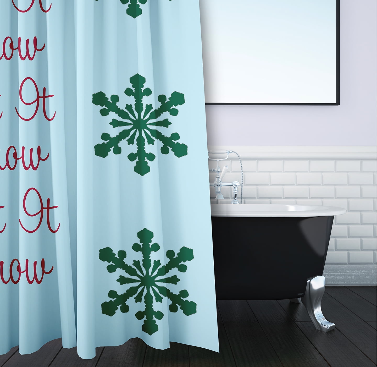 Simply Daisy 70" W x 73" L Let It Snow Polyester Shower Curtain, Omar [1 Ct]