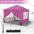 thumbnail image 5 of Ainfox 10'x10'Pop Up Canopy Tent 4 Removable Walls Windproof UV Shelter Outdoor,Pink, 5 of 8