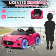 thumbnail image 2 of UBesGoo 12V Licensed Maserati Kids Ride-On Car w/ Remote Control, 3 Speeds, LED Headlights - Pink, 2 of 8