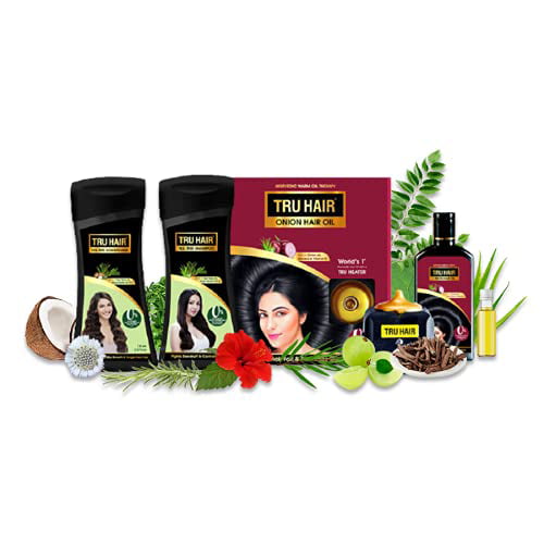 Tru Hair Onion Hair Oil - 110ml (Onion Oil + Tea Tree  (Shampoo+Conditioner)) 