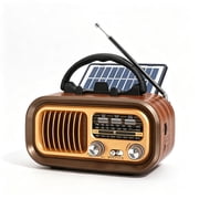 Portable Radio AM FM SW, Retro Bluetooth Personal Radios, Vintage Transistor Radios with Solar Battery Operated USB-C Rechargeable, TWS, Support TF Card/USB Playing for Senior,Middle-aged People,Kids
