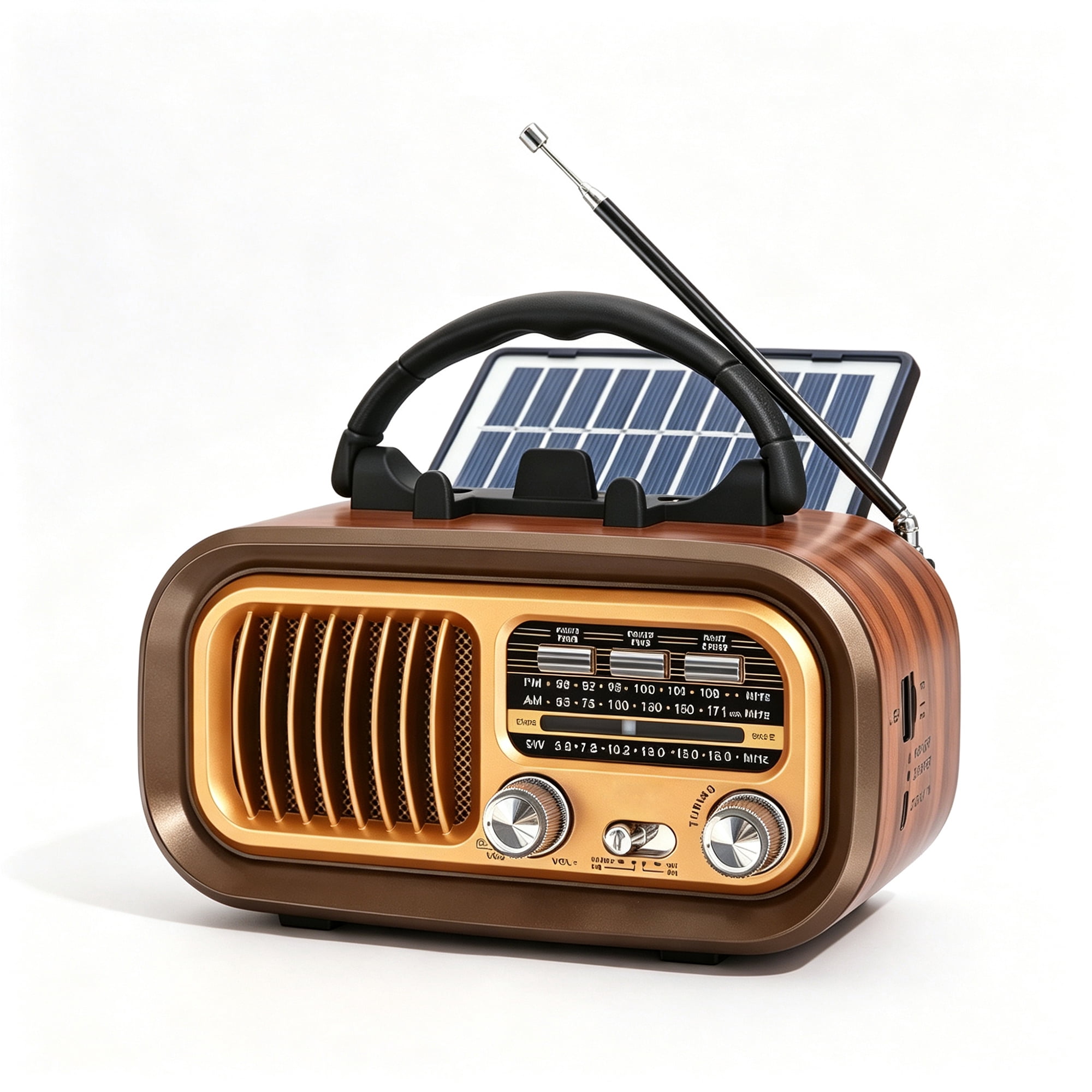 Portable Radio AM FM SW, Retro Bluetooth Personal Radios, Vintage Transistor Radios with Solar Battery Operated USB-C Rechargeable, TWS, Support TF Card/USB Playing for Senior,Middle-aged People,Kids