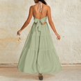 thumbnail image 4 of LWavelet Womens Halter V Neck Tiered Maxi Dress Summer Beach Vacation Daily Casual Dress Light Green S, 4 of 5