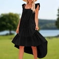 thumbnail image 1 of Vestido Largo Con Volantes Vestido casual de mujer Vestido de verano de algodón de corte bajo Vacaciones de vacaciones (Negro M) Cgtredaw Para estrenar, 1 of 6