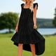 thumbnail image 4 of Vestido Largo Con Volantes Vestido casual de mujer Vestido de verano de algodón de corte bajo Vacaciones de vacaciones (Negro M) Ygjytge para Mujer Negro T L, 4 of 7