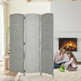 thumbnail image 3 of 3-Panel Room Divider, 6 ft Office Partition Walls Wood Divider Folding Portable Privacy Screen, Room Dividers and Folding Privacy Screens for Home, Room Separator Wall Dividers,Light Grey, 3 of 8