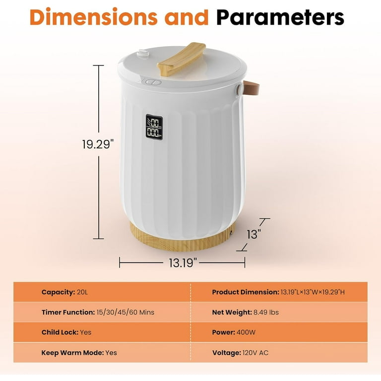 20L Large Towel Warmer - Fast Heating Towel Heater with 1-Minute Warmth & 60-Min Timer, Safe Electric Blanket Warmer Gift with Child Lock & Diffuser for Bathroom (White)