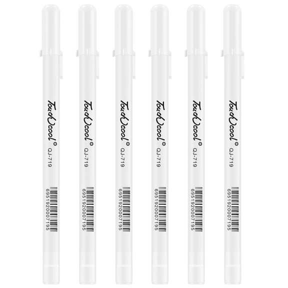 White Pen,0.8mm Pens,White Gel Pens,Fine Point Tip Gel Ink Pens for Illustration Design,0.8mm Extra Fine Point Opaque Archival Ink Pen for Journaling,Art,Drawing(6pcs 15ml/0.51fl.oz)