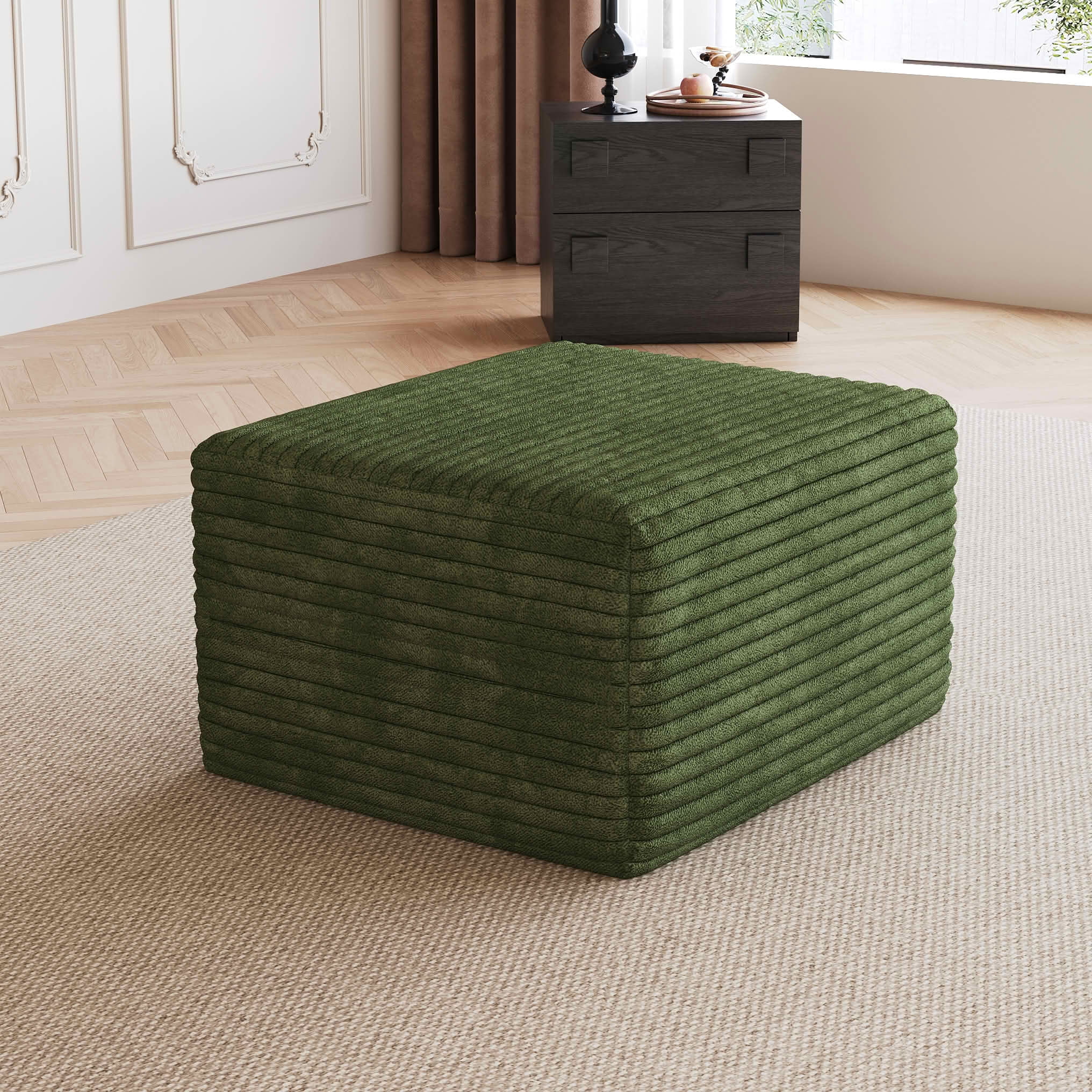 MAYEERTY Corduroy Sofa Ottoman, Plush Soft Footrest, Modular Leisure Stool with No Assembly Required, Suitable for Living Room, Apartment and Bedroom