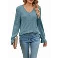 thumbnail image 3 of Long Sleeve Tops for Women Loose Fit Dressy Lace V Neck Casual Trendy Tops to Wear with Leggings Fall Fashion, 3 of 9