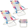 thumbnail image 1 of Costway Folding Low Beach Chair, Set of 2 with Padded Head Pillow, Mesh Back, Cup Holder Pink, 1 of 10