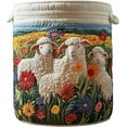 thumbnail image 7 of Quilted Laundry Basket Boho Fabric Floral Storage Hamper for Nursery Bedroom Laundry Room Clothes Toys (Rainbow paws), 7 of 7
