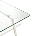thumbnail image 3 of Nmkwnr Rectangle Tempered Glass Tabletop Coffee Table with White Metal Legs, Modern Coffee Table for Living Room, Office, 3 of 9