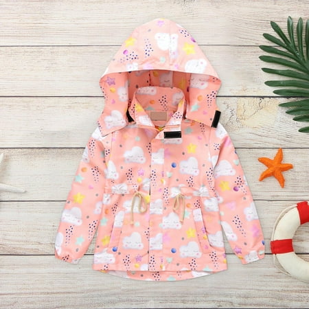 

XMMSWDLA Deals Clearance Baby Outerwear Toddler Baby Boys Girls Fashion Cute Cartoon Windproof Jacket Detachable Hooded Coat Clouds Pattern