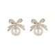 thumbnail image 2 of Exquisitos pendientes de perlas con lazo de diamantes de estilo japonés y coreano para mujer, pendientes de aguja de plata modernos y sencillos., 2 of 6