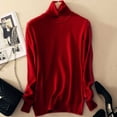 thumbnail image 2 of FEIFLY Womens Turtleneck Knit Long Sleeve Sweater Knitwear Solid Color Warm Pullover Tops Relaxed Fit Female Dailywear, 2 of 3