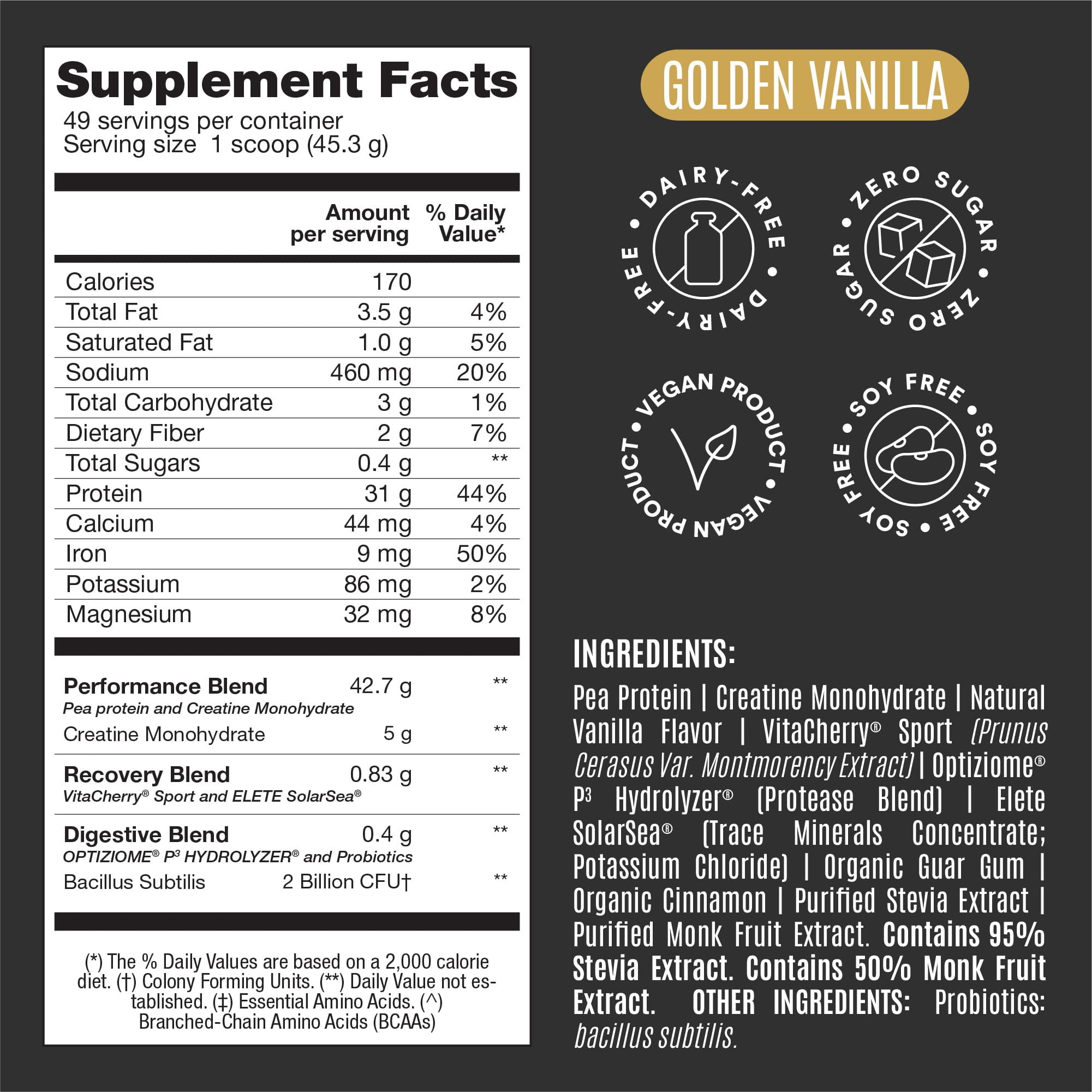 BIRDMAN Falcon Performance Vegan Protein Powder with Creatine, Vanilla Flavor, 49 Servings, 5lb