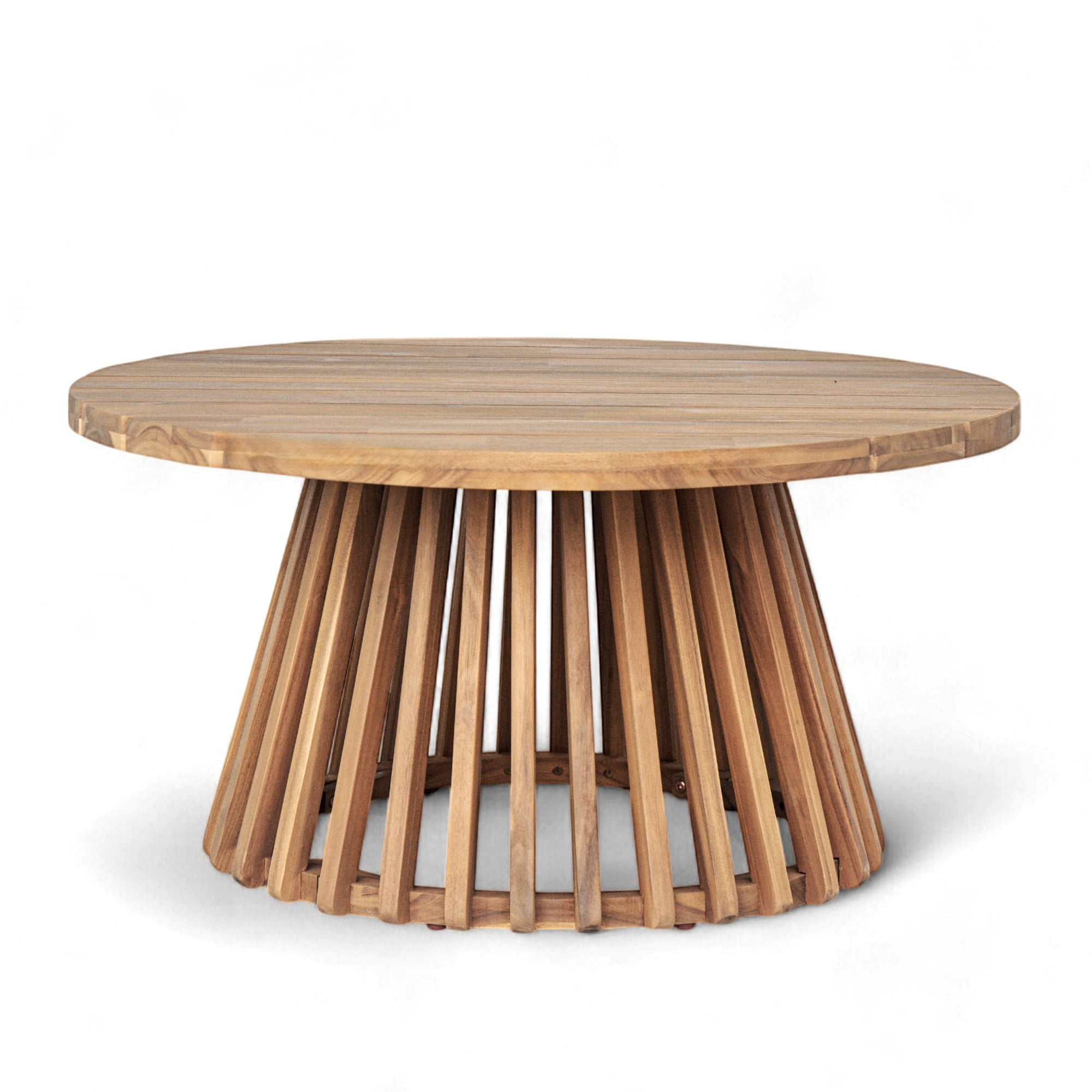 Outdoor Acacia Wood Coffee Table, 31.5" Round Patio Coffee Table for Backyard Balcony Lawn, Weather Resistant Wood Table, Light Teak