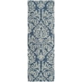 thumbnail image 2 of SAFAVIEH Bella Leann Damask Distressed Wool Runner Rug, Navy/Grey, 2'3" x 7', 2 of 8