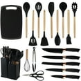 thumbnail image 2 of Toytexx 19-Piece Kitchen Utensil and Knife Set with Silicone Tools, Cutting Board & Scissors-Grey, 2 of 7