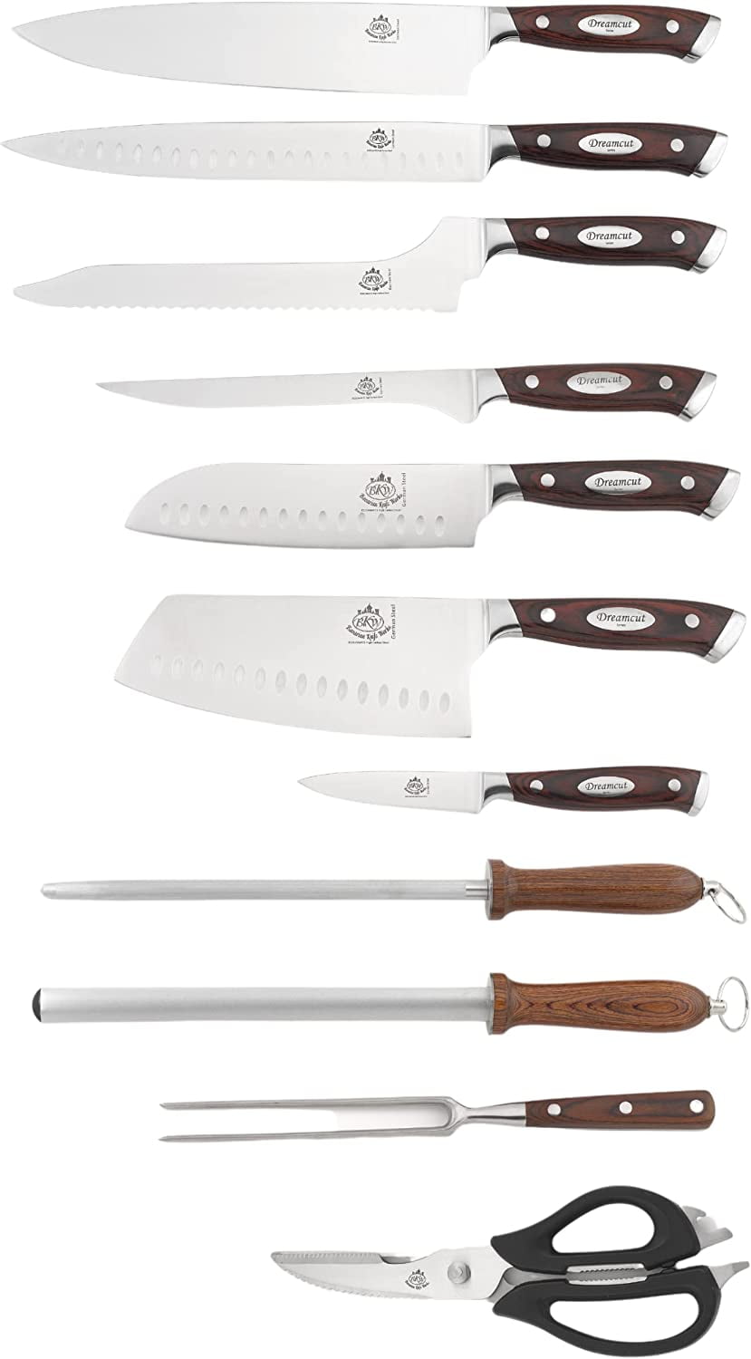 Bavarian Knife Works 12 PCS Kitchen Knife Set, Razor Sharp Blades, Made of German Steel