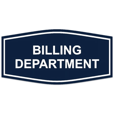 Signs ByLITA Fancy Billing Department Sign - Laser-Engraved Lettering | Durable ABS Plastic | Vibrant Colors | Powerful Foam Tape (Navy Blue / White) - Large