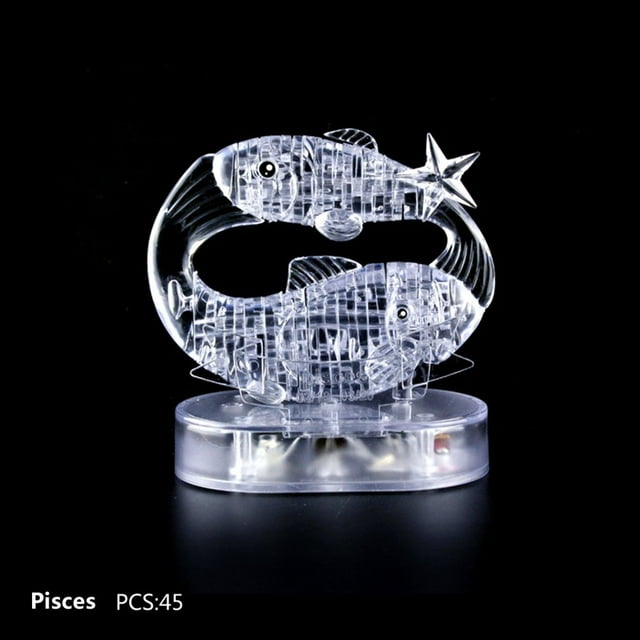 MesaSe 3D Crystal Puzzle Jig-saw Clear Twelve 12 Constellation Astrolog Flash LED Light