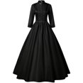 thumbnail image 1 of NMMUED Robe Médiévale pour Femmes Robes d'Halloween pour Femmes Costume Victorien Femmes Robe Victorienne pour Femmes Robes Maxi Costume Renaissance Femmes Costume Médiéval Femmes Noir TG, 1 of 5