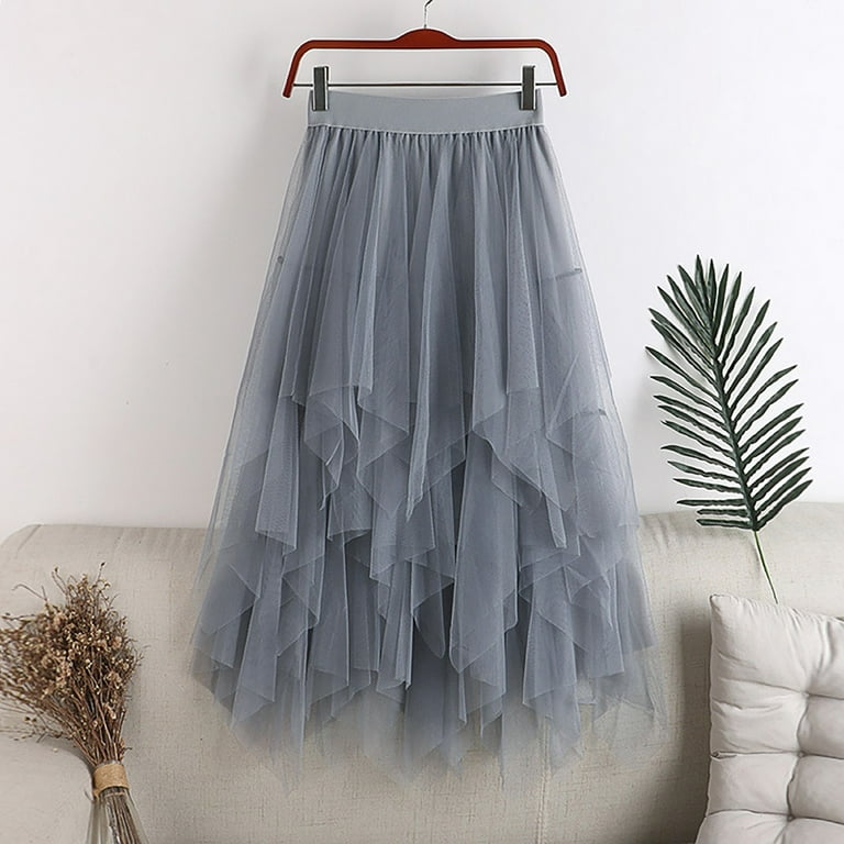 Mid length satin brandy skirts gray