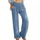 thumbnail image 1 of TaTaai Women's Solid Color High Waisted Loose Wide Leg Pants With Elastic Waistband And Pocket Casual Pants Gift, 1 of 8